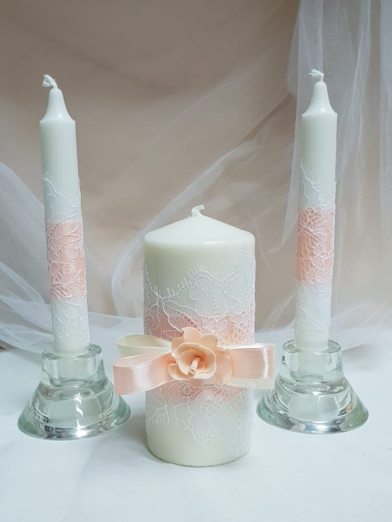 Набор свечей на свадьбу "Персиковая нежность"