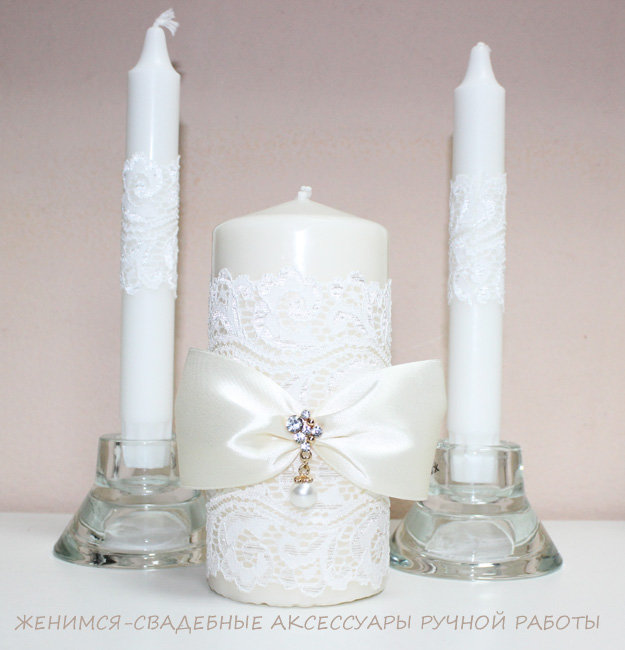  Комплект из трех свечей "Кремовая нежность"