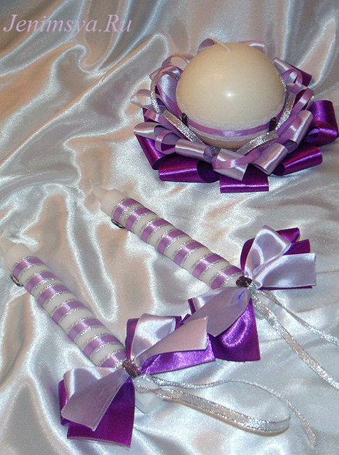 Комплект из трех свечей "Виолет" с круглым очагом