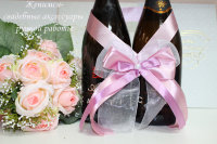 Украшение на свадебные бутылки "Нежно-розовое"